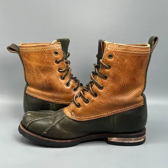 Frye Veronica Women's 6.5 Brown Leather Shearling Duck Boots Lace-Up Mid-Calf - Picture 9 of 12